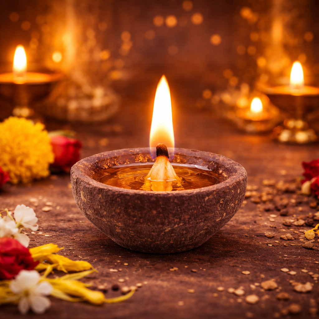 Organic Mustard Khal Diya (Pack of 12) – Natural Sarson Khal Pooja Deepak, Use with Oil or Ghee, Eco-Friendly for Daily Pooja & Festivals