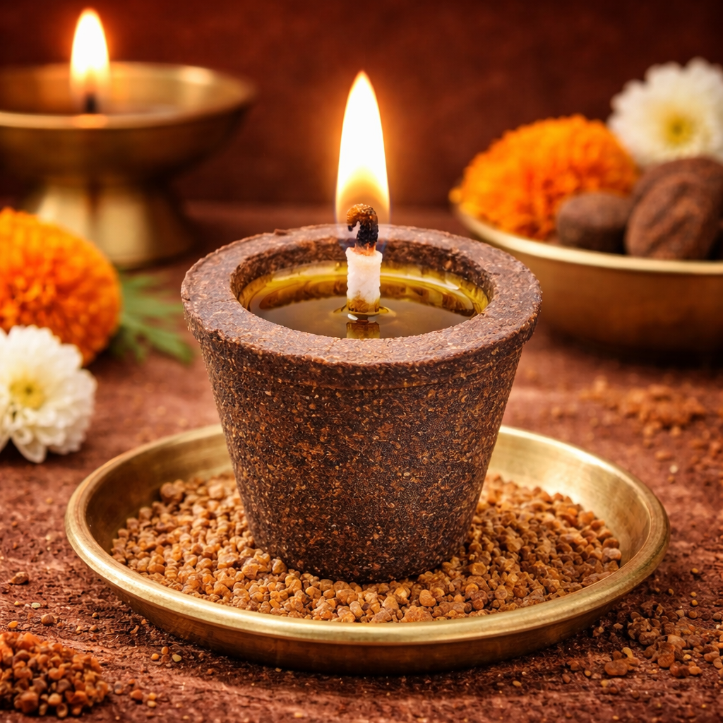 Naturecure Sukh Samridhi Mustard Khal Havan Cups (Pack of 12) – 2-in-1 Pooja Deepak & Organic Plant Fertilizer