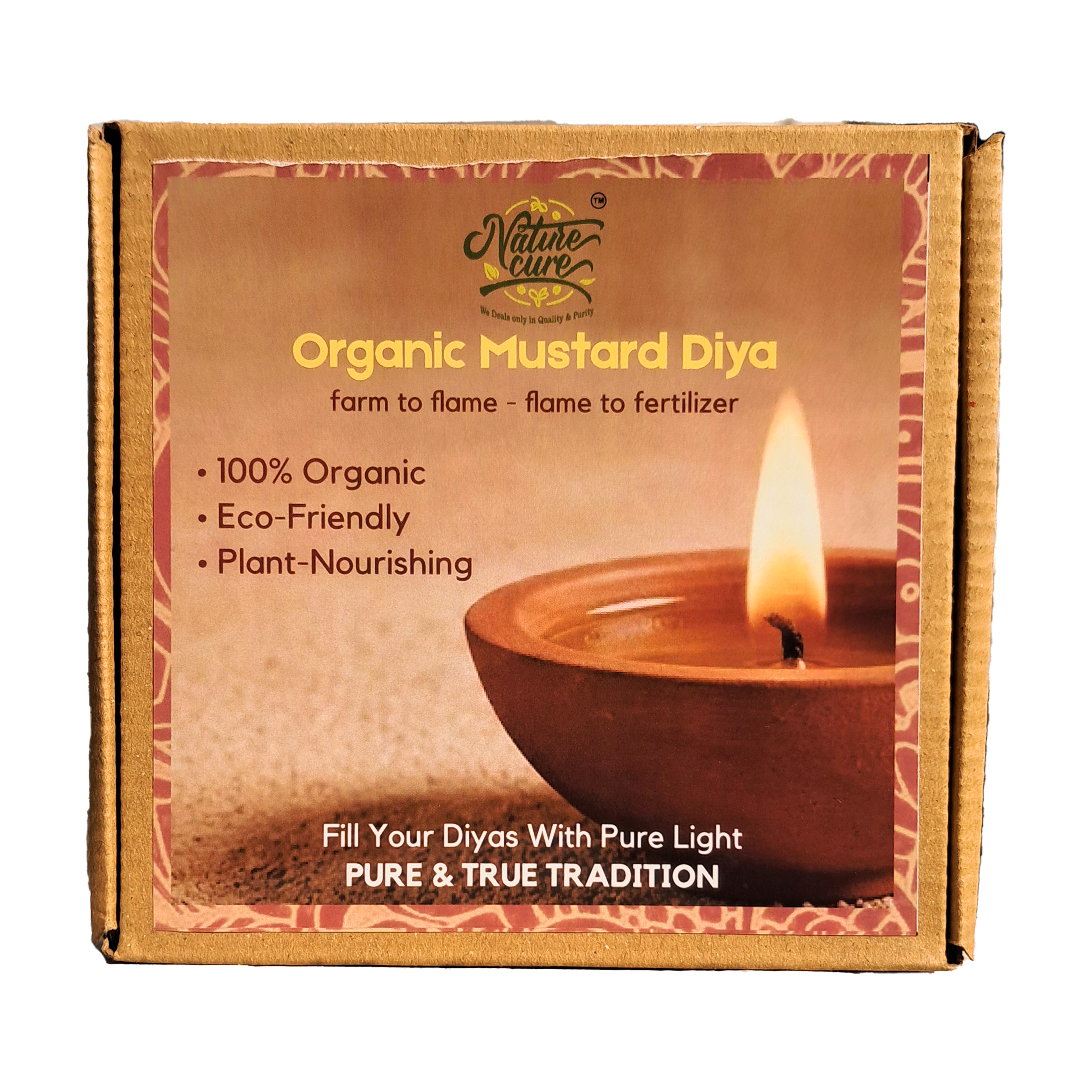Organic Mustard Khal Diya (Pack of 12) – Natural Sarson Khal Pooja Deepak, Use with Oil or Ghee, Eco-Friendly for Daily Pooja & Festivals