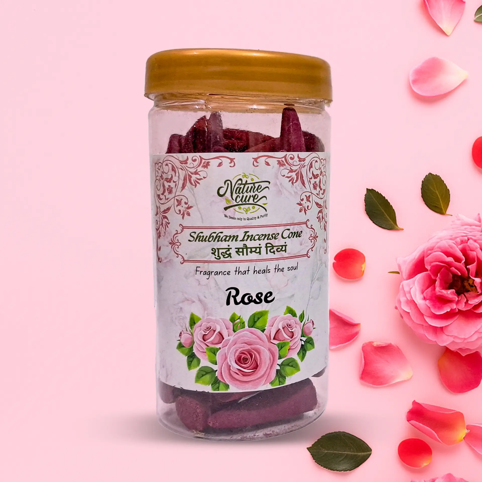Naturecure Shubham Rose Dhoop Cones 100g – Premium Floral Natural Incense