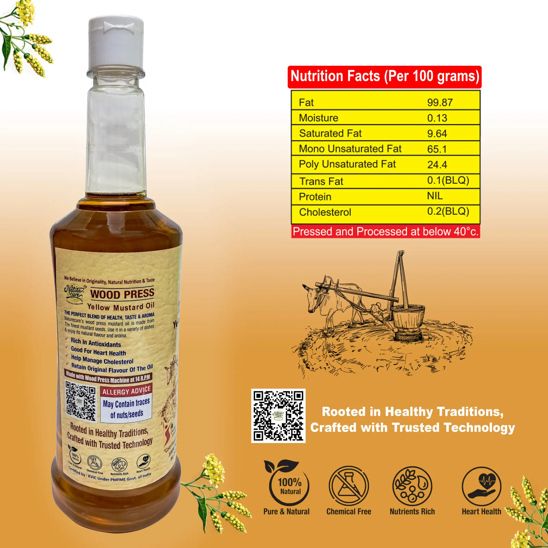 Naturecure Wood Pressed Yellow Mustard Oil 1L | Pure & Natural - Image 4