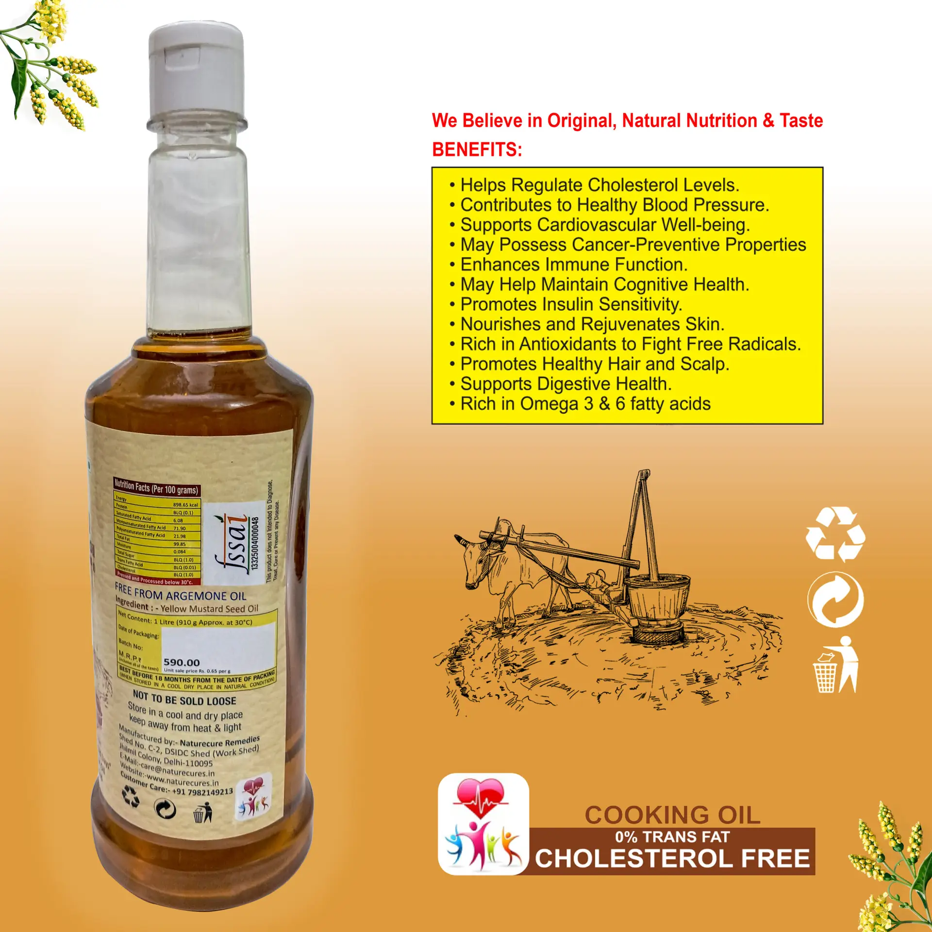 Naturecure Wood Pressed Yellow Mustard Oil 1L | Pure & Natural - Image 5