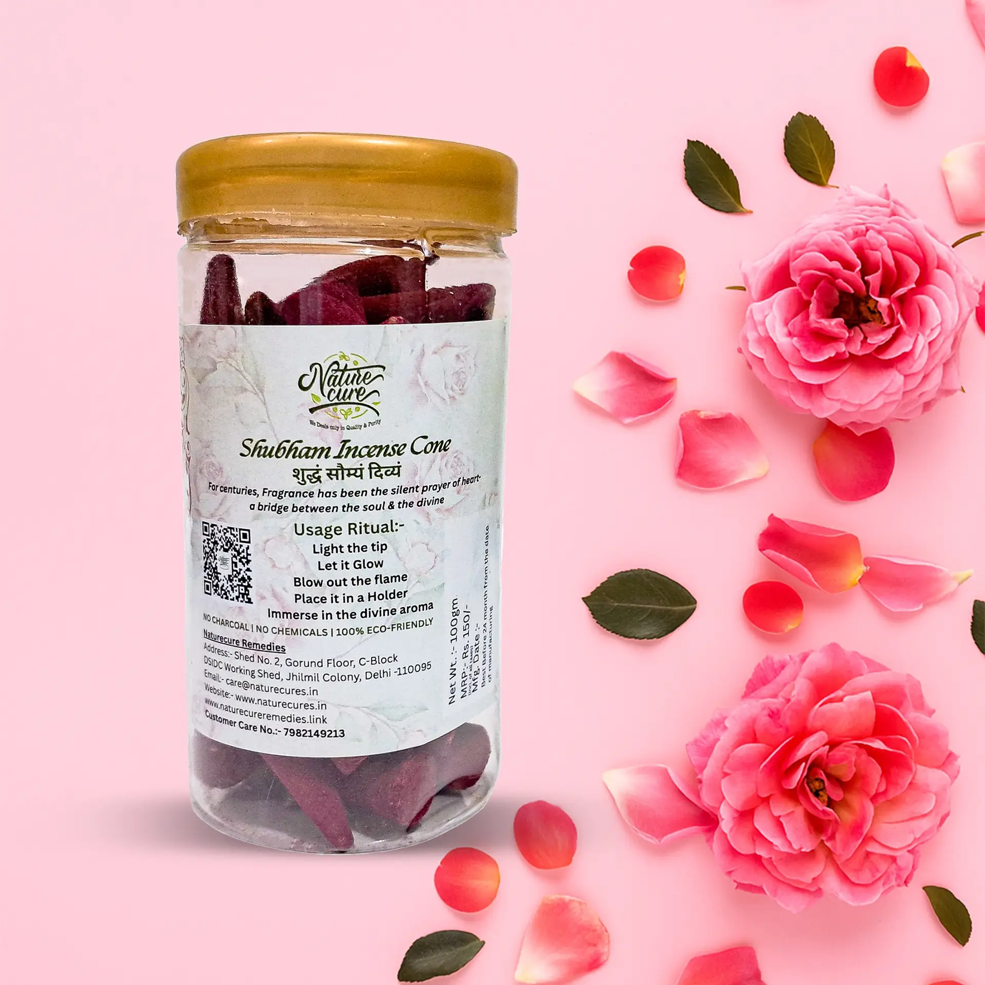 Buy Rose Dhoop Cones Online – Naturecure Herbal Incense with Free Stand