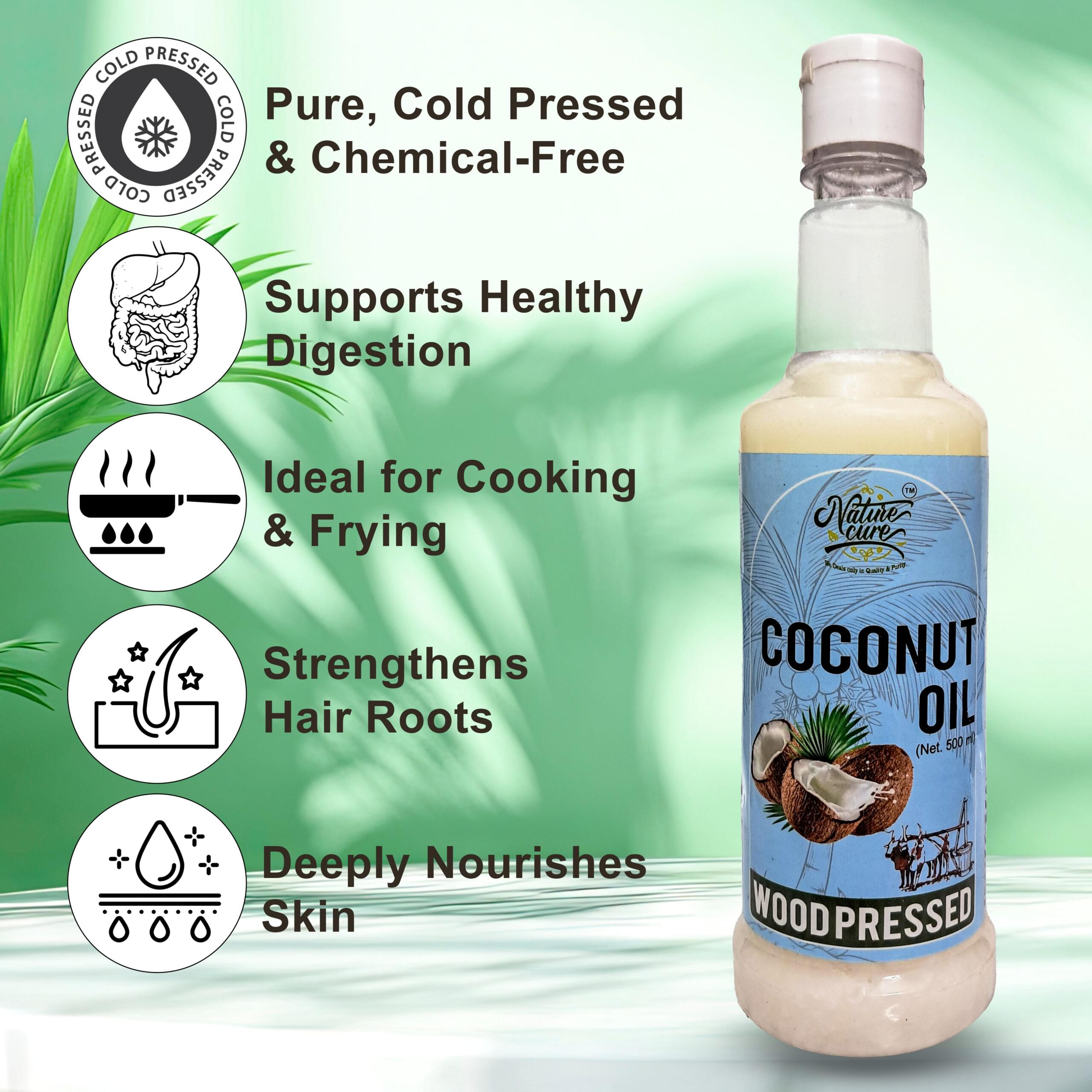 500ml Naturecure wooden kolhu pressed coconut oil product image