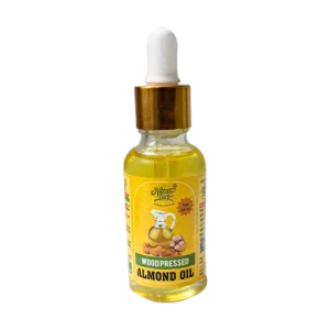 Naturecure wood pressed almond oil 30ml glass dropper bottle isolated on white background