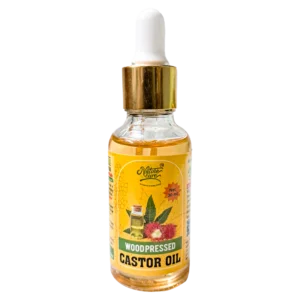 Naturecure wood pressed castor oil 30ml glass dropper bottle isolated on white background
